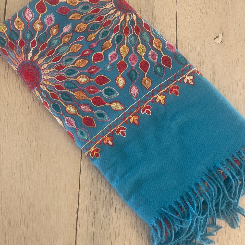 Colorful Embroidered Wrap Pashmina